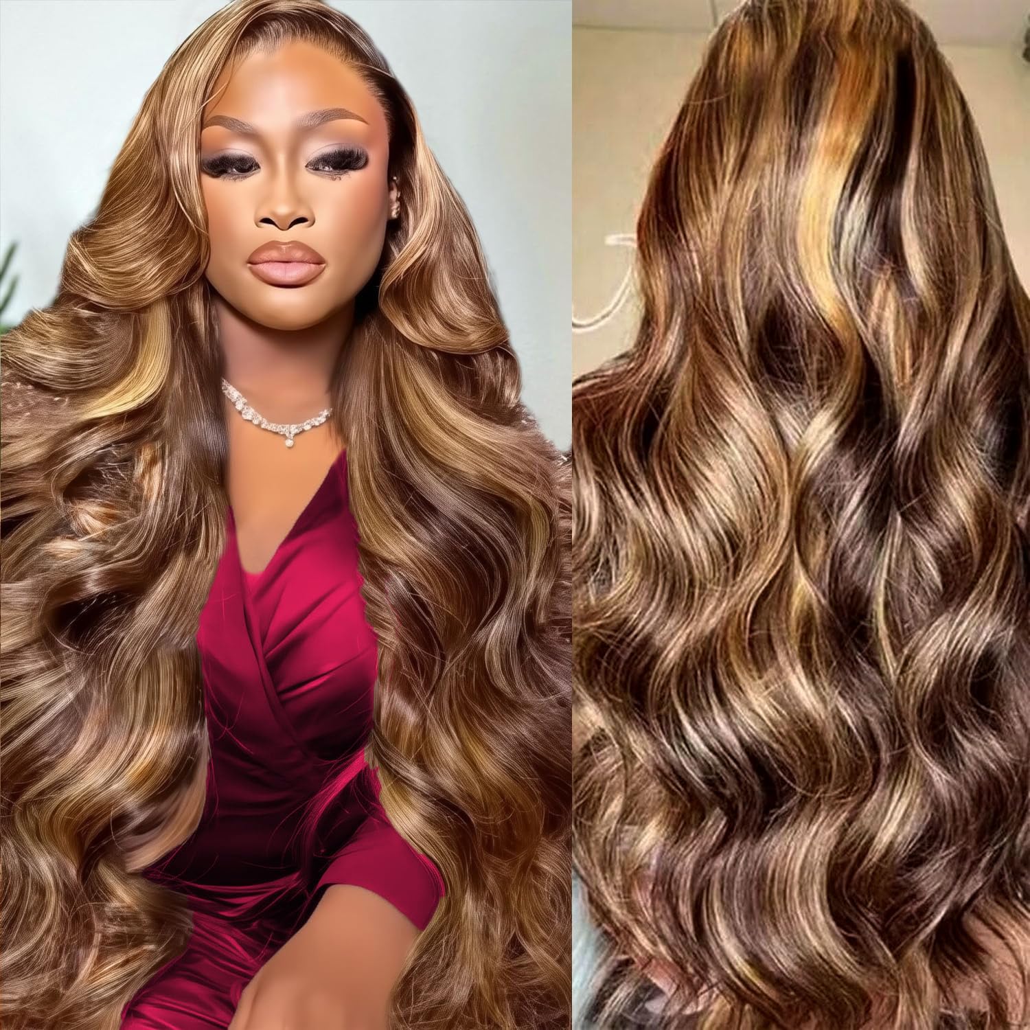 Human Hair Wigs - HD Highlight 46 İnç 13x4 Body